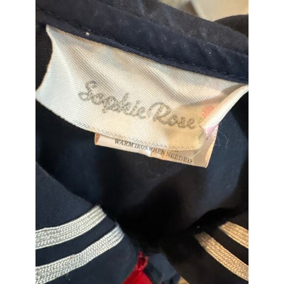 Sophie Rose 3T Navy Sailor Dress Red Bow Nautical Anchor Buttons Toddler Girl - Picture 4 of 5